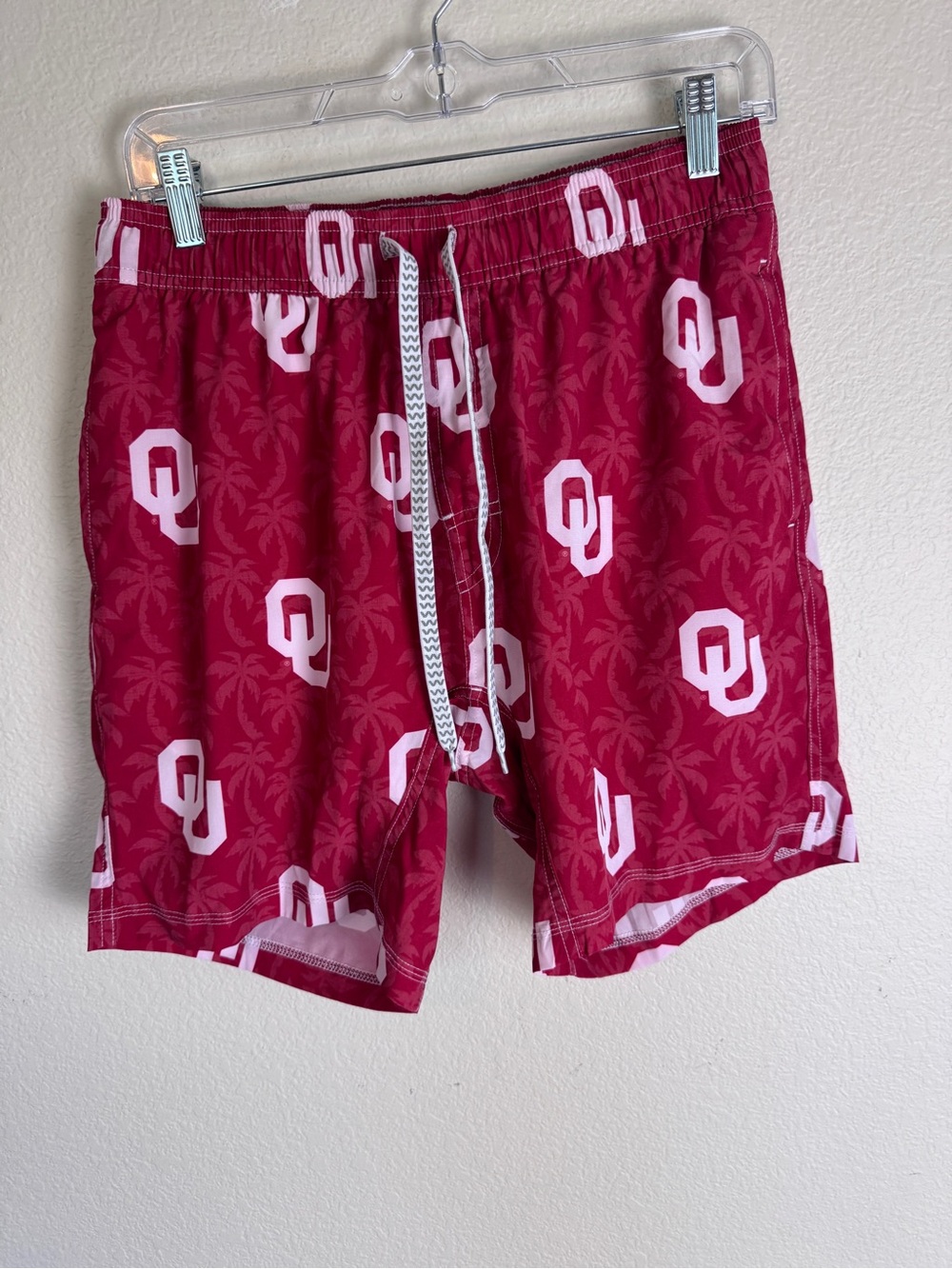 Wes and Willy Men's M Oklahoma Sooners OU Swim Trunks Red/White Drawstring